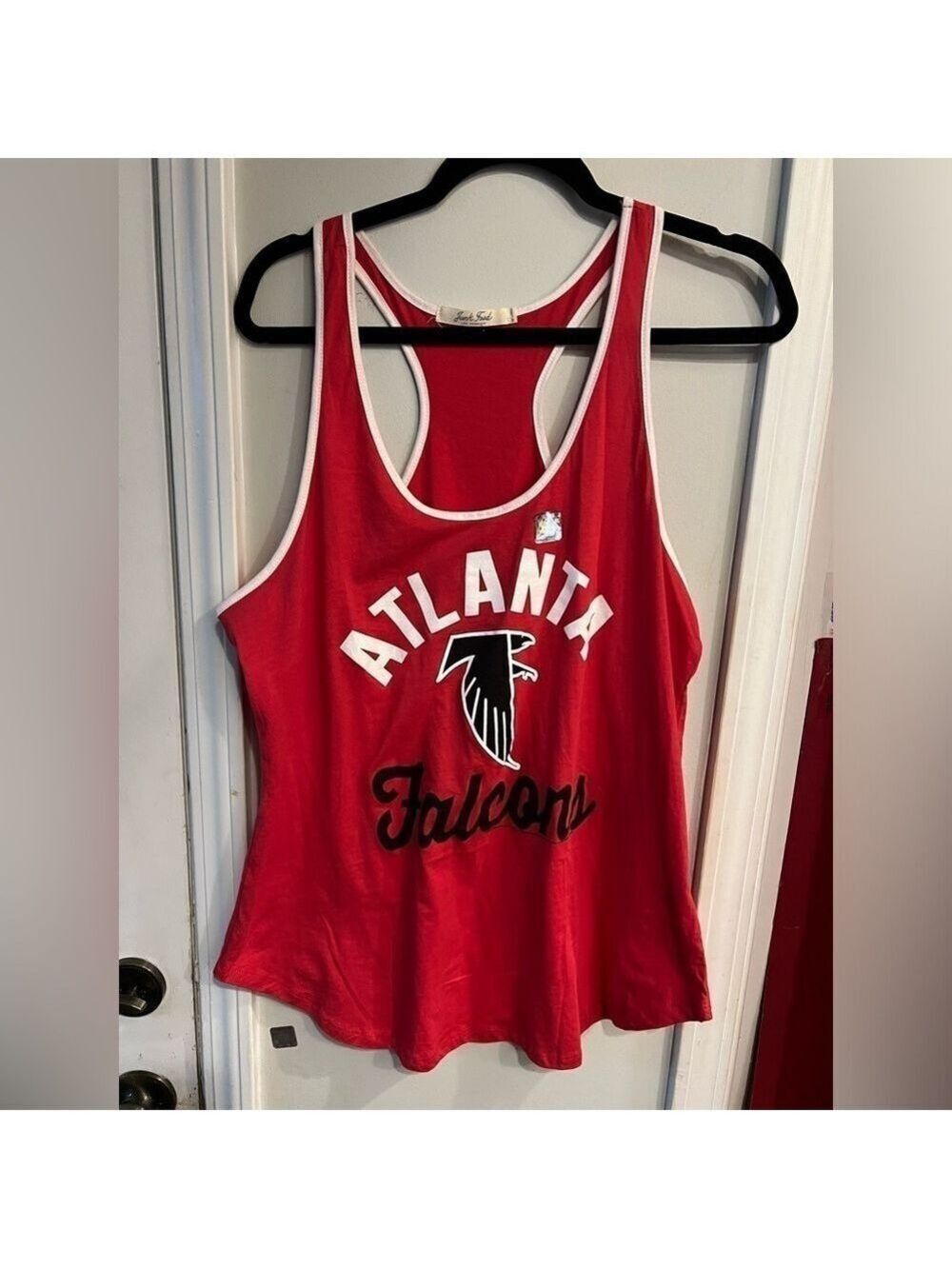 Women's Atlanta Falcons Junk Food Red Goal Line 1-Hit Ringer Tank Top